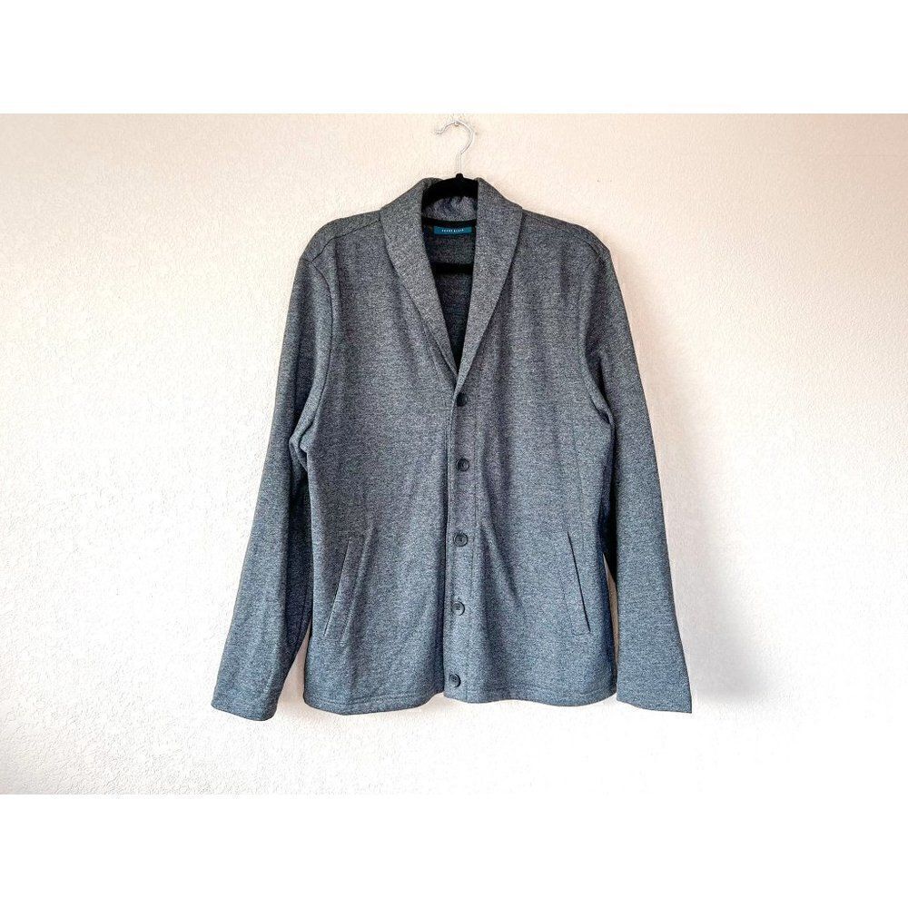 Perry Ellis Collared Button Down Cardigan with Pockets, Size L